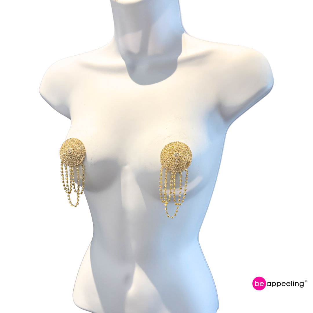 PRIMA DONNA Rhinestone Nipple Pasty, Pasties with Rhinestone Tassels (2pcs) SMALL