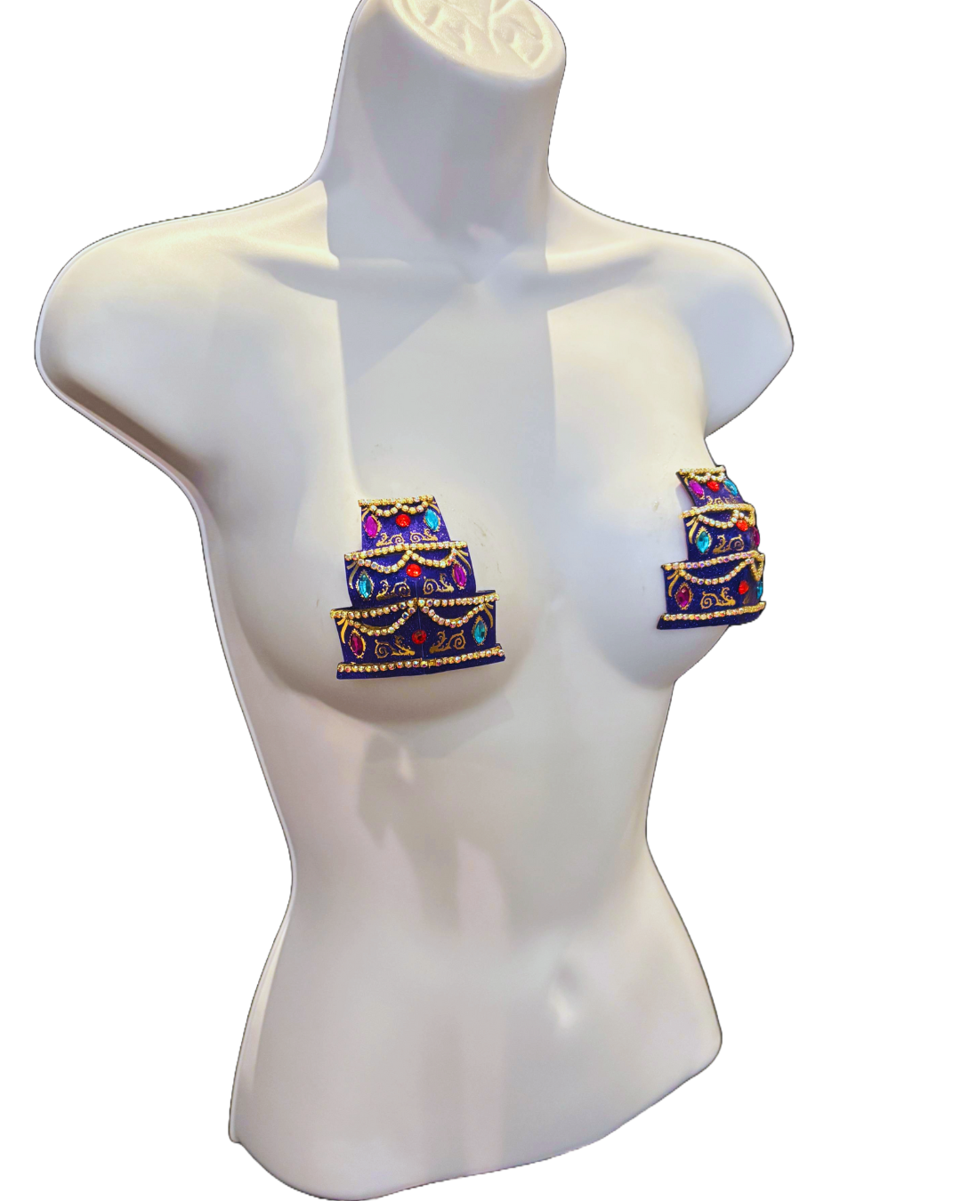 DITA VON TEESE Teesecake 3-Tier Cake Pasties in Shimmering Gold Glitter & Crystals (2pcs) - LIMITED EDITION