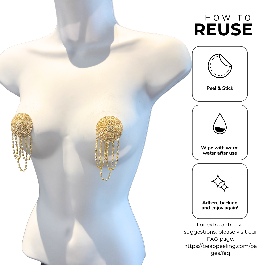 PRIMA DONNA Rhinestone Nipple Pasty, Pasties with Rhinestone Tassels (2pcs) SMALL Appeeling
