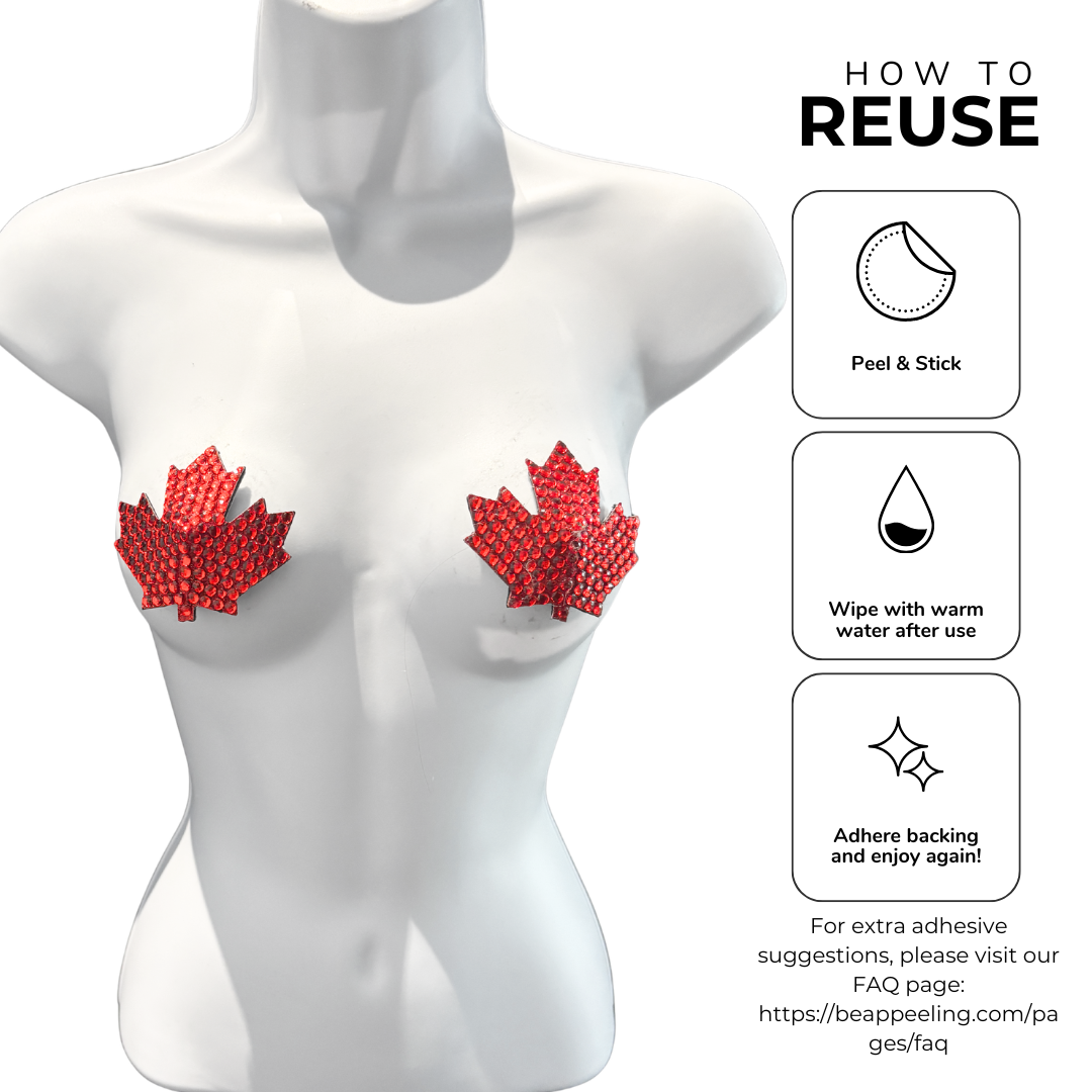 THE FULL MOUNTIE Red Maple Leaf Nipple Pasty, Pasties (2pcs)