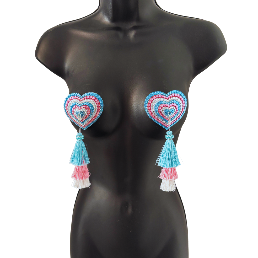 SPARKLE RESISTANCE Trans Heart Dirty Martini x Appeeling Nipple Pasties with Tassels (2pcs)