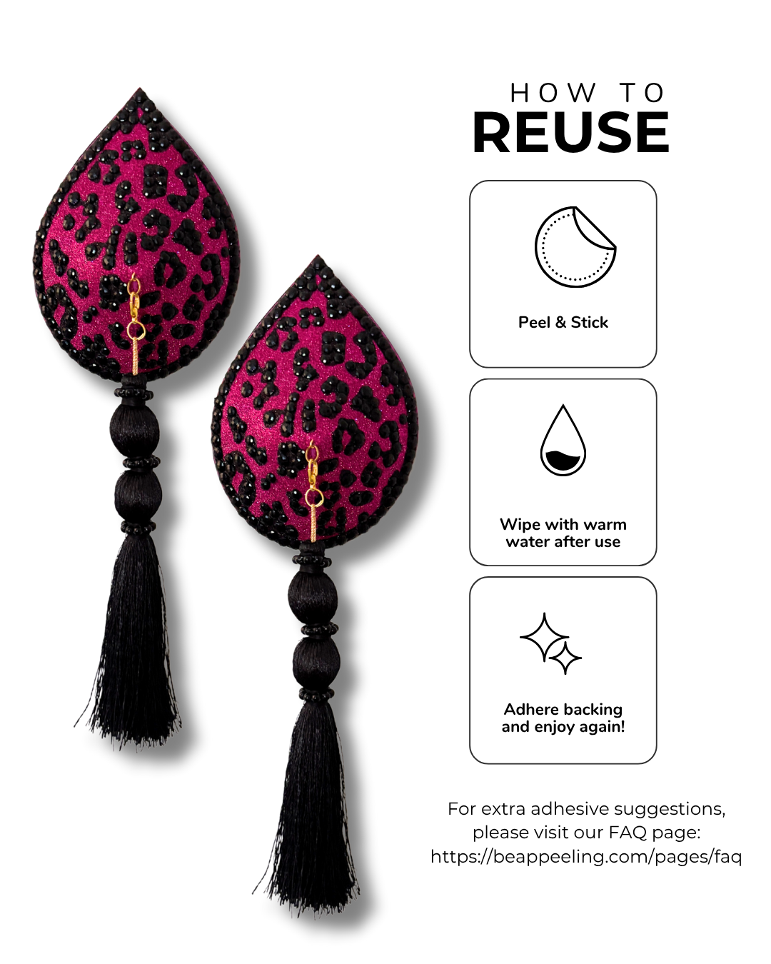 GLAMOFLOUGE Dirty Martini x Appeeling PINK LEOPARD PRINT Pasties with removable tassels (2pcs)