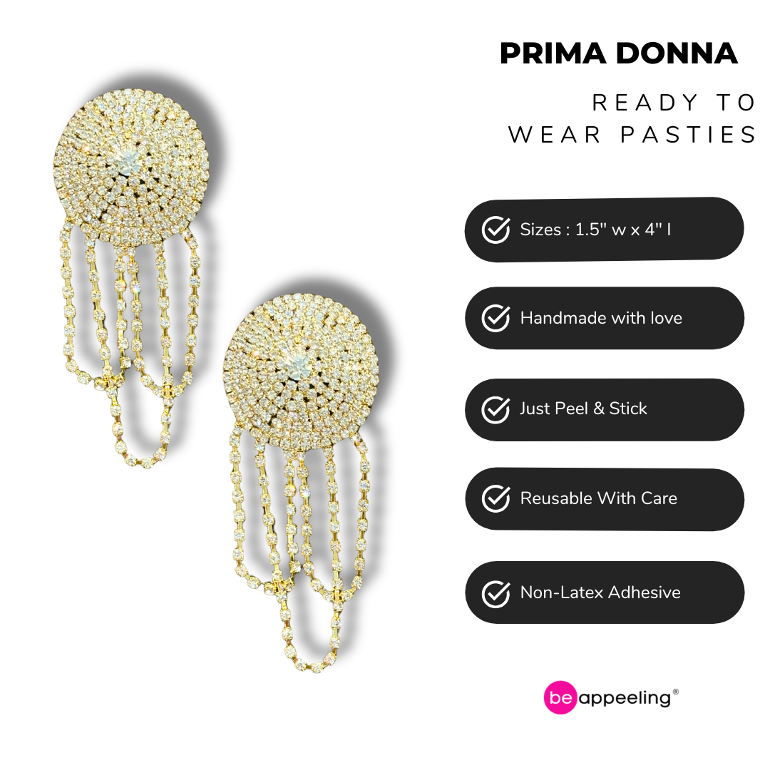 PRIMA DONNA Rhinestone Nipple Pasty, Pasties with Rhinestone Tassels (2pcs) SMALL Appeeling
