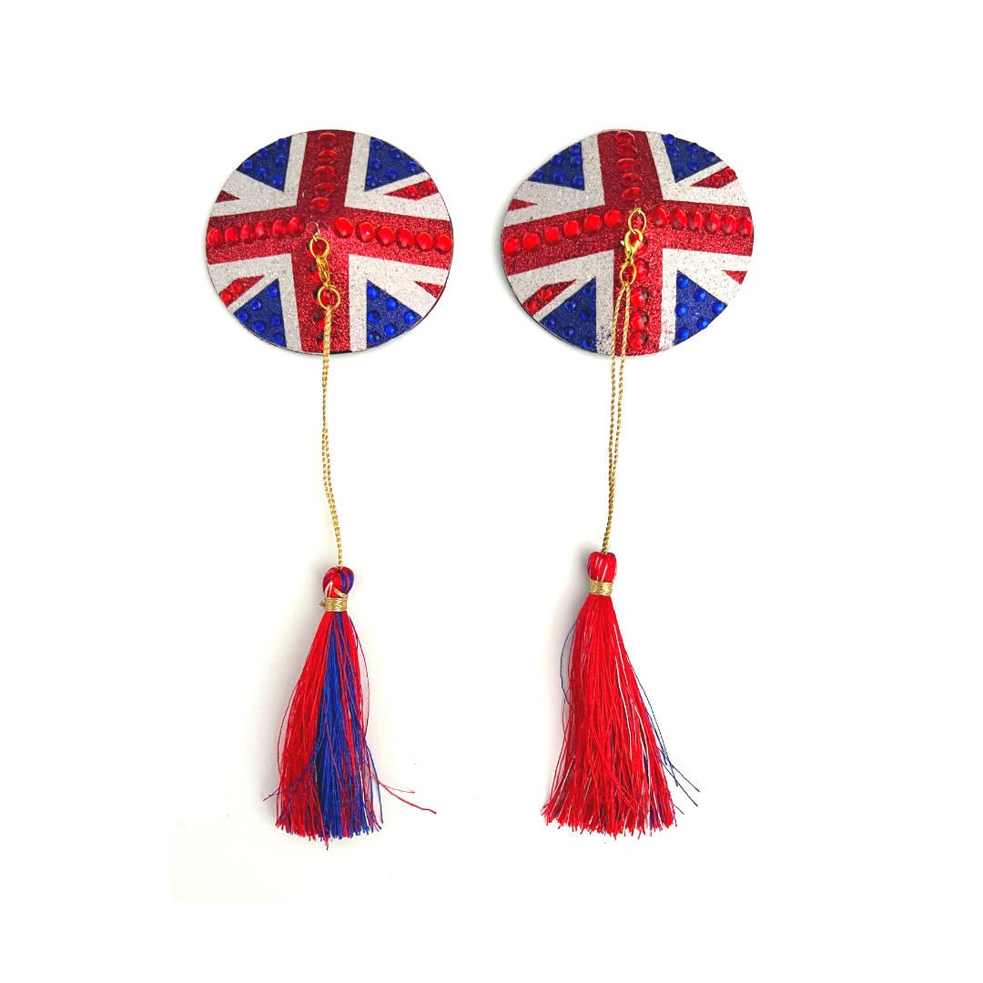 Brit Box Bundle (3 paires, 6 pcs) Nipple Pasty inspiré de Union Jack, couvertures pour lingerie, festivals de fierté burlesque et plus encore – VENTE