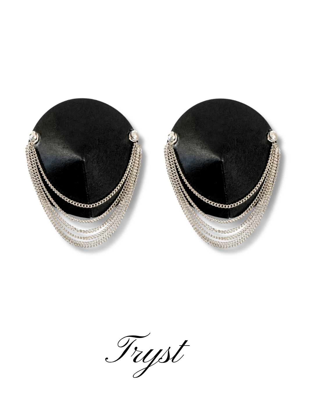 DITA VON TEESE TRYST Leather Conical Pasties with Gold or Silver Metallic Chains (2pcs) Appeeling Silver