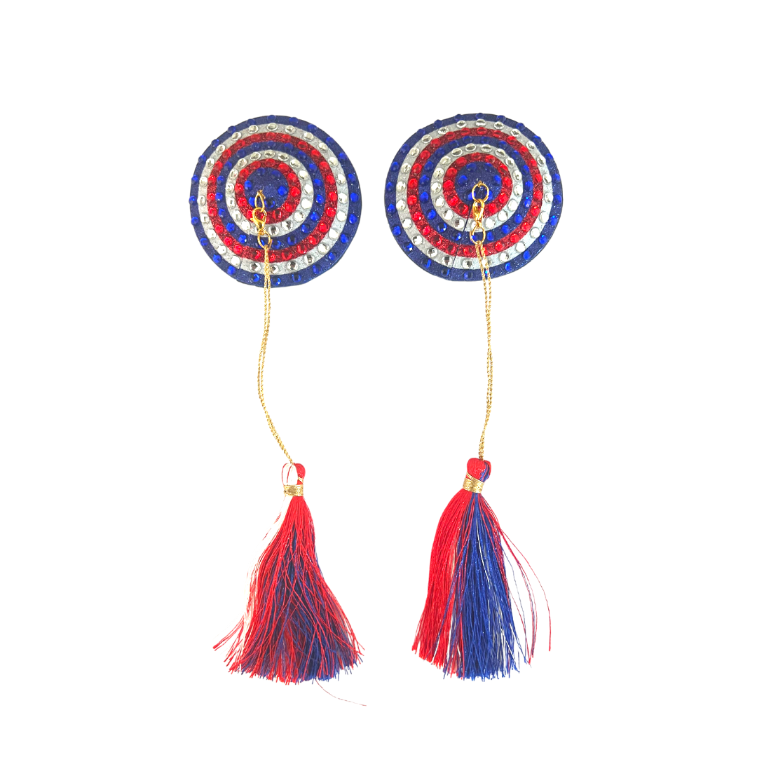 Miss Americana Bundle (4pcs) Pâte à tétons rouge, blanc et bleu pour les festivals burlesques, lingerie et plus – VENTE