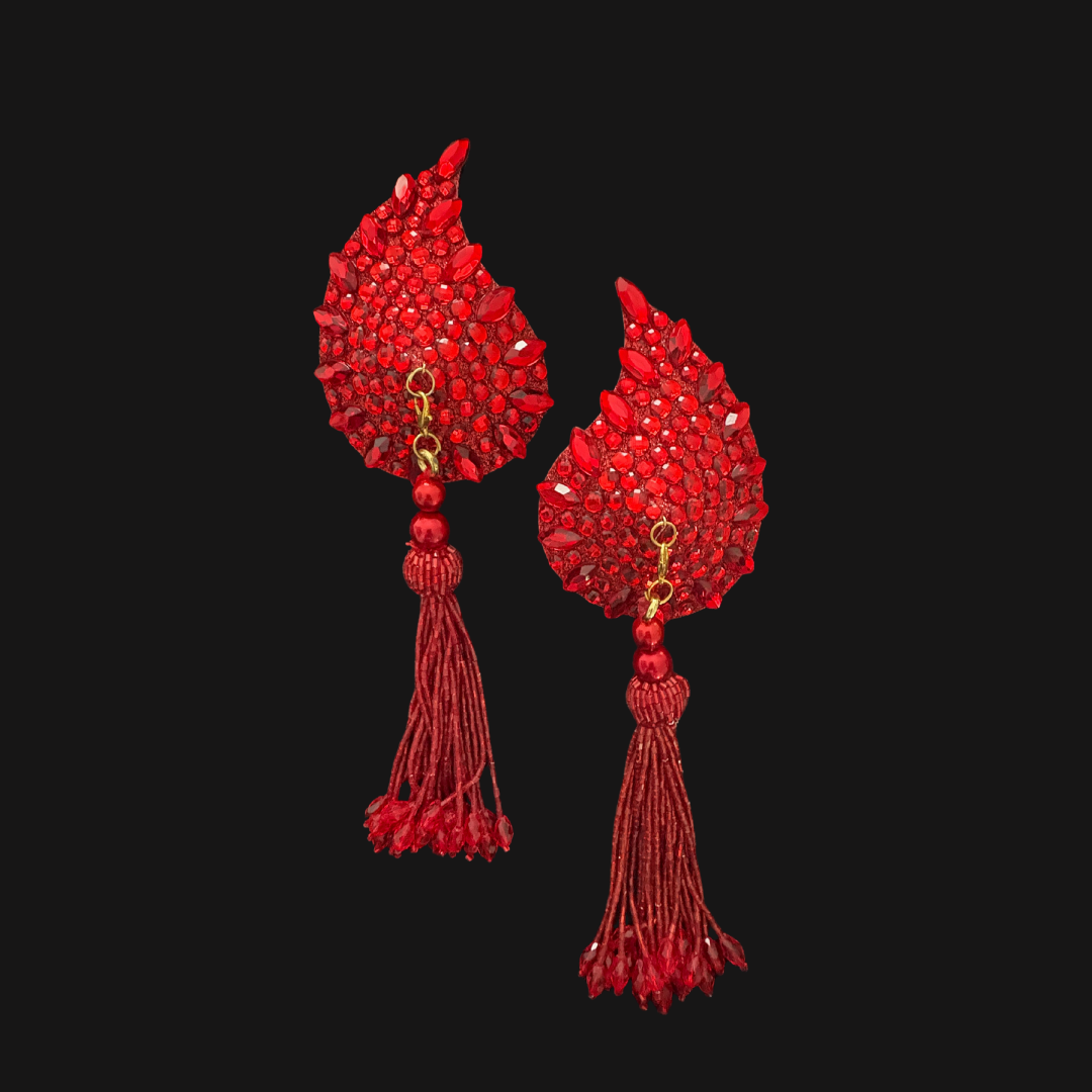 DÉSIRÉE Paisley Red Gem Nipple Pasties, Pasty (2pcs) - With Removable Tassels