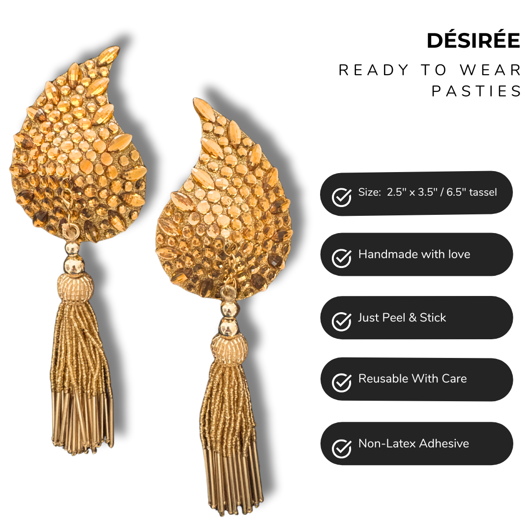 DÉSIRÉE Paisley Red Gem Nipple Pasties, Pasty (2pcs) - With Removable Tassels
