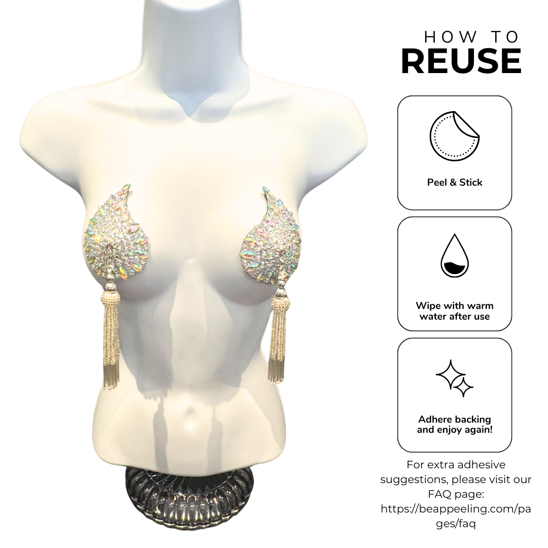 DÉSIRÉE Paisley Red Gem Nipple Pasties, Pasty (2pcs) - With Removable Tassels