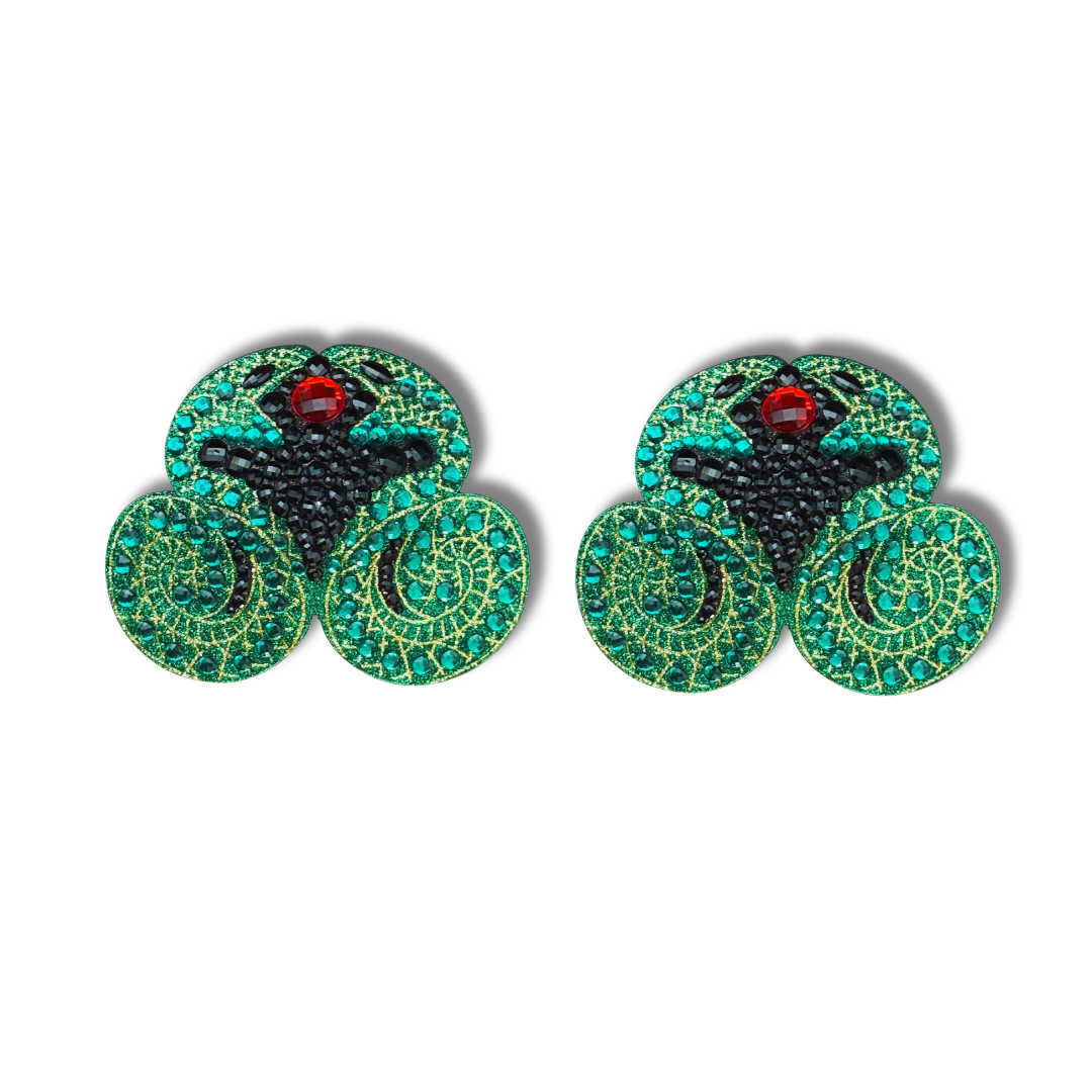 EDEN Green Snake Nipple Pasties, Tassels (2pcs)