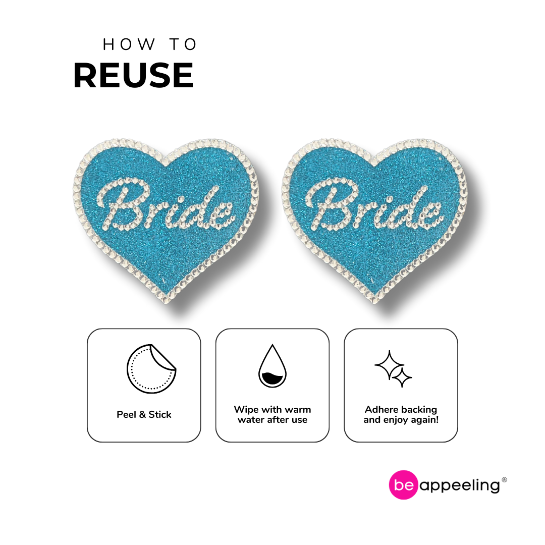 PRINCESS BRIDE Nuptiale Bleu & Blanc Coeur Nipple Pasties