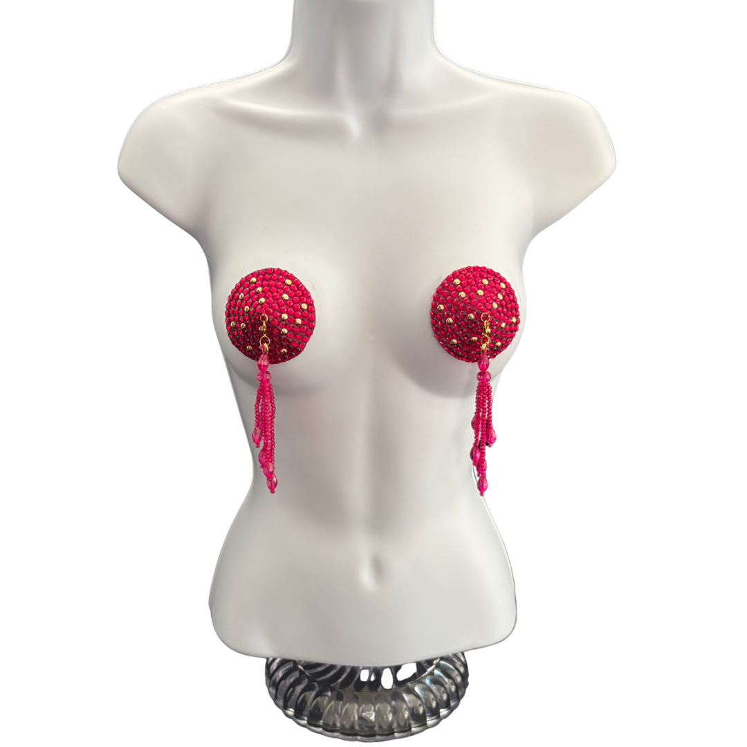 COQUETTE Pink and Gold Pasties with Removable Tassels (2pcs) Black version available too!