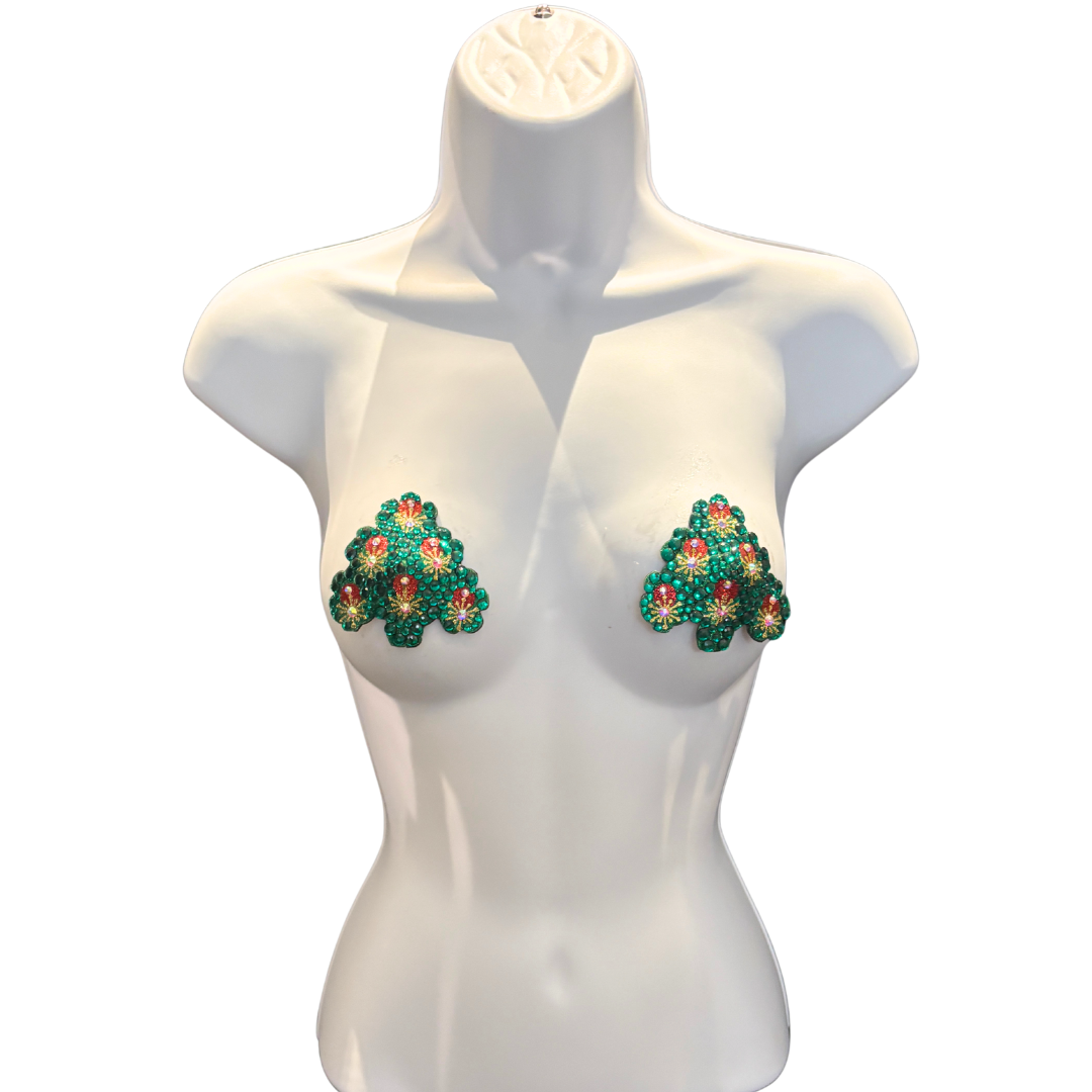 CHEMISTREE Green Christmas Tree Nipple Pasties (2pcs)