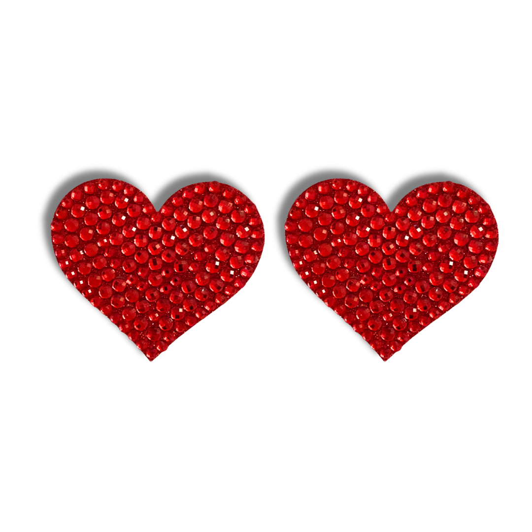 SWEET CHEEKS Pink or Silver Gem Heart Nipple Pasties, Covers (2pcs) Flirty & Festive Appeeling