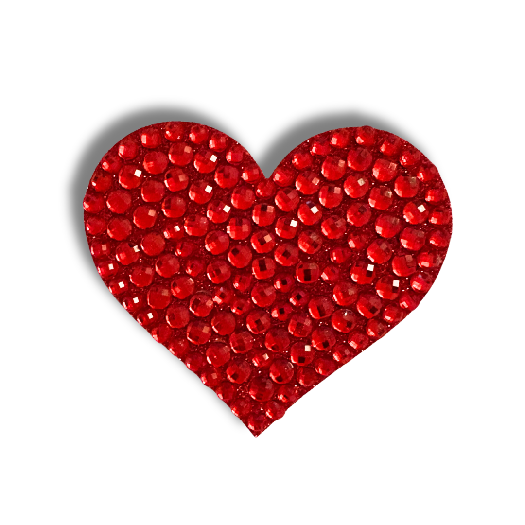 SWEET CHEEKS Pink or Silver Gem Heart Nipple Pasties, Covers (2pcs) Flirty & Festive Appeeling