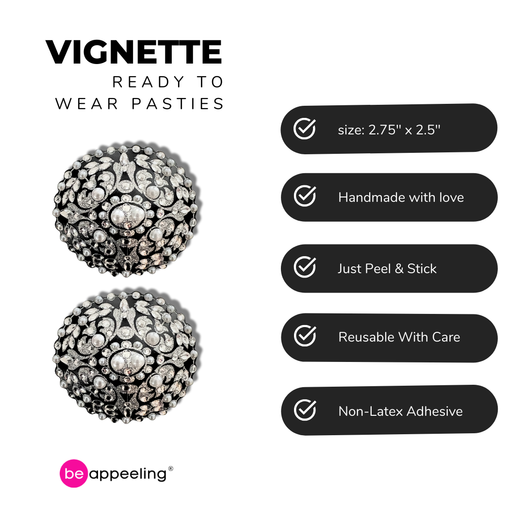 VIGNETTE Pâtes ovales perles noires et pierres précieuses