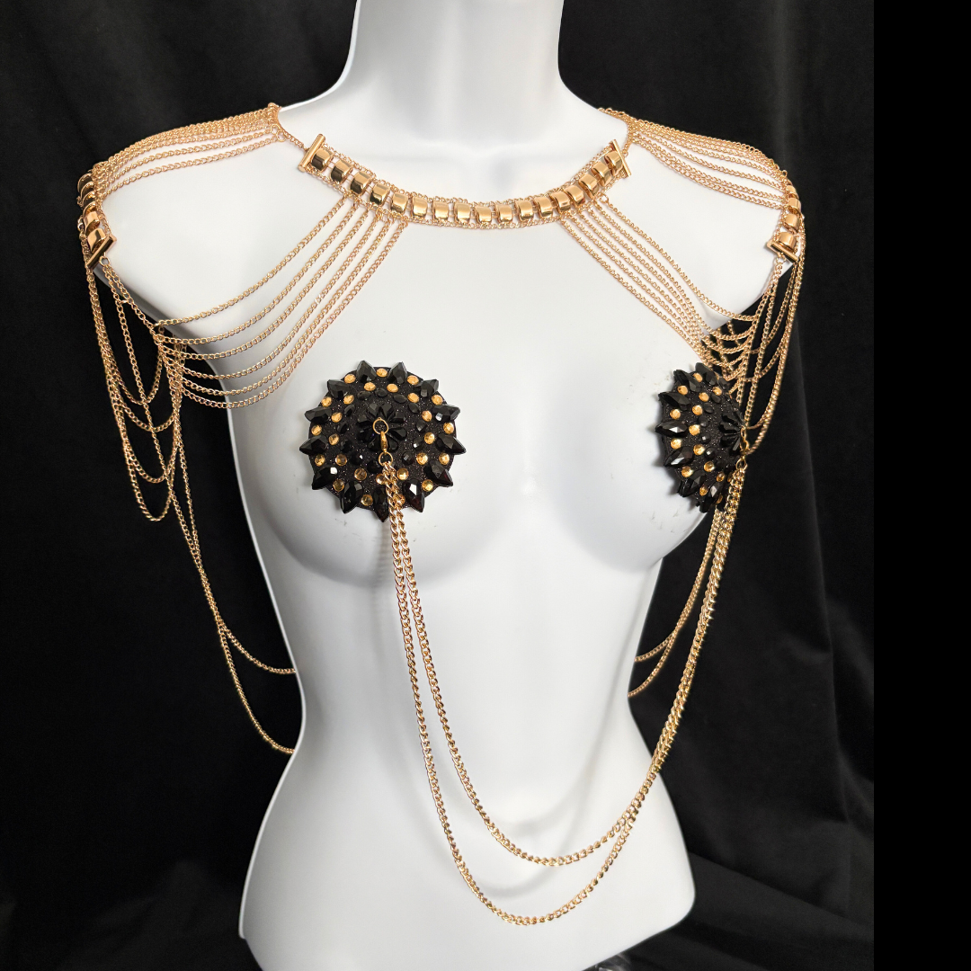 GOLDEN COLLAR Gold Chain Collar / Body Jewelry for Lingerie Rave Burlesque Festivals
