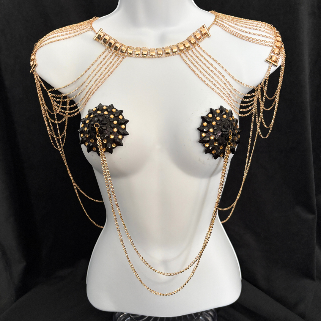 GOLDEN COLLAR Gold Chain Collar / Body Jewelry for Lingerie Rave Burlesque Festivals