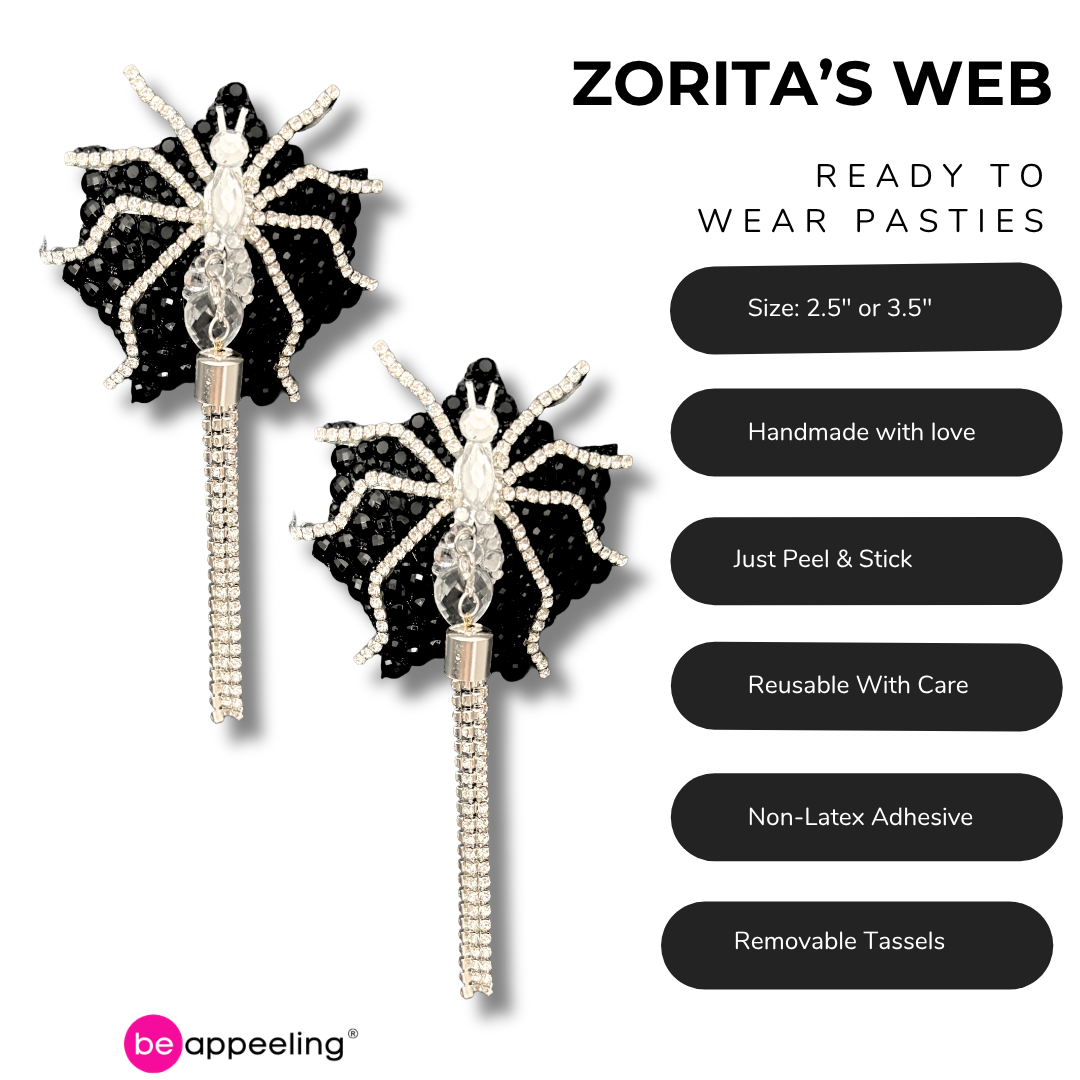 ZORITA’S WEB Spider Pasties Dirty Martini x Appeeling (2pcs) With Tassels Appeeling