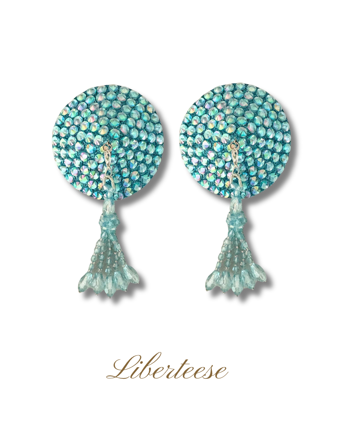 DITA VON TEESE Liberteese Aquamarine Shimmering Crystal Pasties with Removable Tassels (2pcs) Appeeling