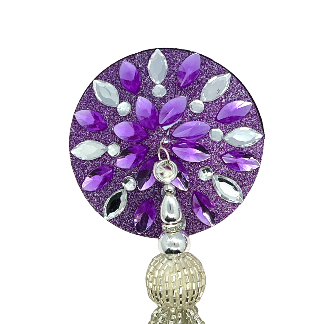 APHRODITE Purple Glitter & Gem Nipple Pasties, Couvertures avec glands perlés pour lingerie Burlesque Rave ou Carnaval