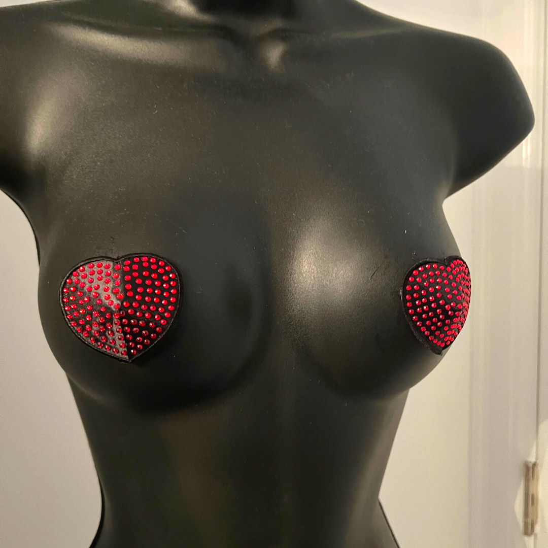BUNDLE OF LOVE 3 Pairs of Reusable Crystal Heart Nipple Pasties, Covers (6pcs) for Burlesque Raves Lingerie Raves and Festivals – SALE