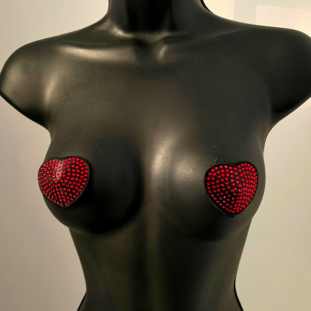 BUNDLE OF LOVE 3 Pairs of Reusable Crystal Heart Nipple Pasties, Covers (6pcs) for Burlesque Raves Lingerie Raves and Festivals – SALE