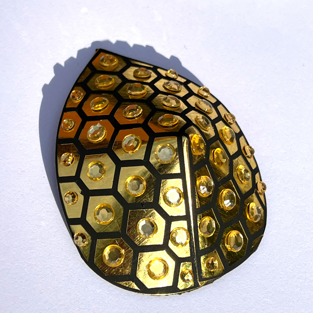 HONEYCOMB Gold Foil & Crystal Nipple Pasties, Couvertures pour festivals, Carnival Raves Burlesque Lingerie