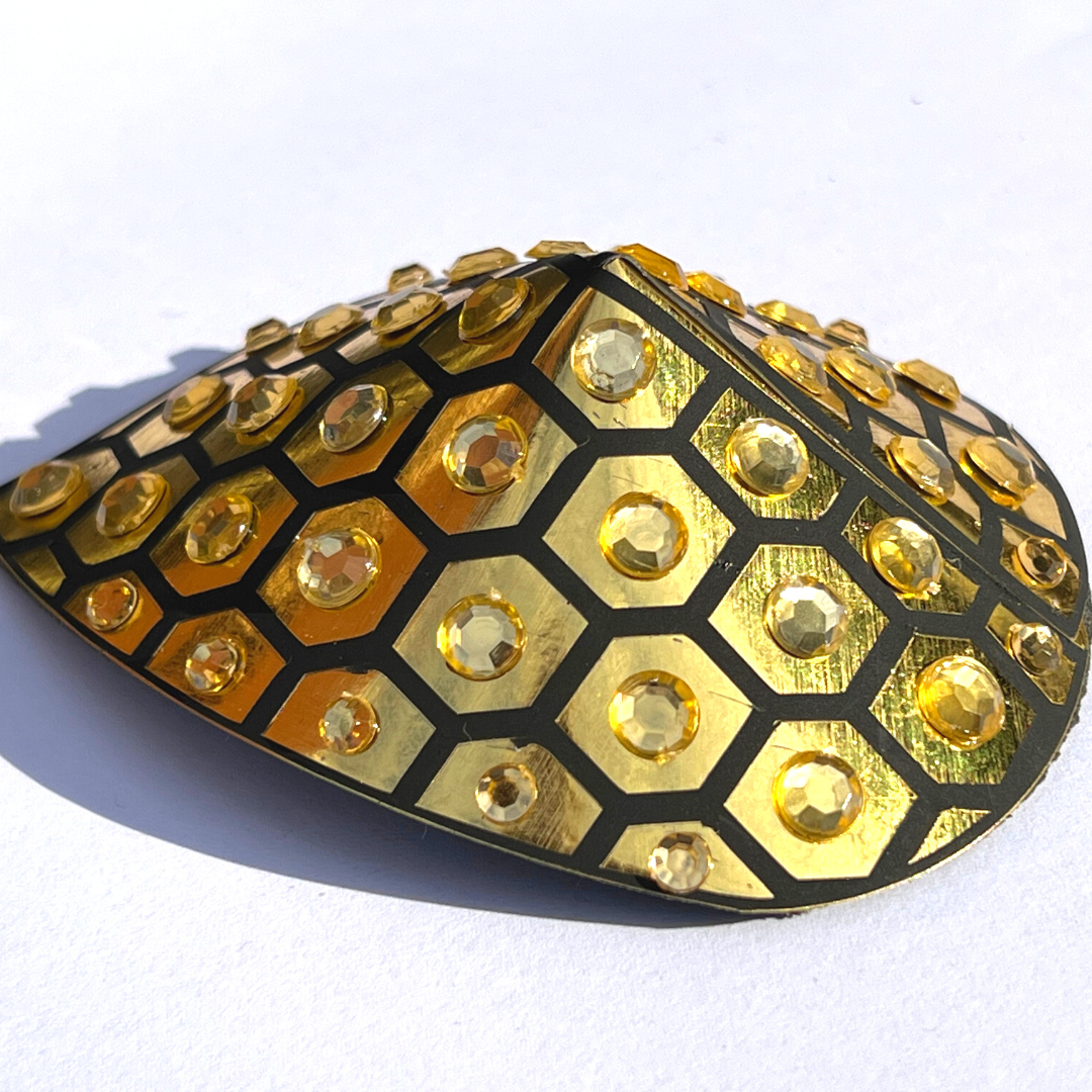 HONEYCOMB Gold Foil & Crystal Nipple Pasties, Couvertures pour festivals, Carnival Raves Burlesque Lingerie