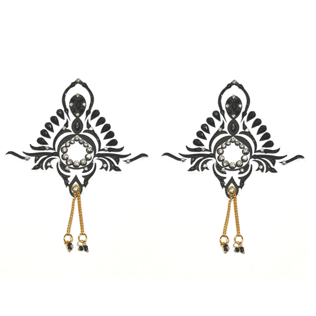 TIARA VON TEASE Intricate Design Nipple Pasty, Cover (2pcs) with delicate gold tassel