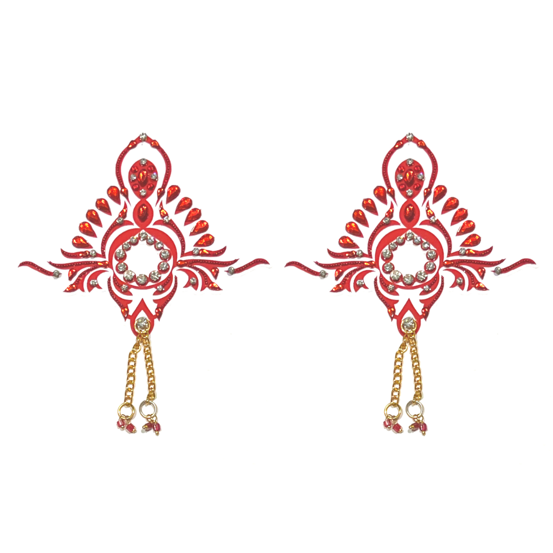TIARA VON TEASE Intricate Design Nipple Pasty, Cover (2pcs) with delicate gold tassel