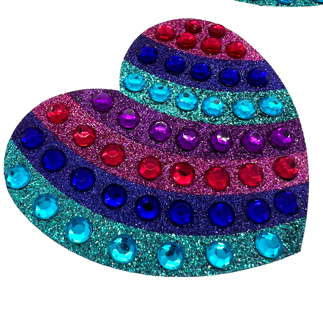 BILLIE - Glitter Heart Pride Nipple Pasties, Couvertures pour festivals, Raves Burlesque Lingerie