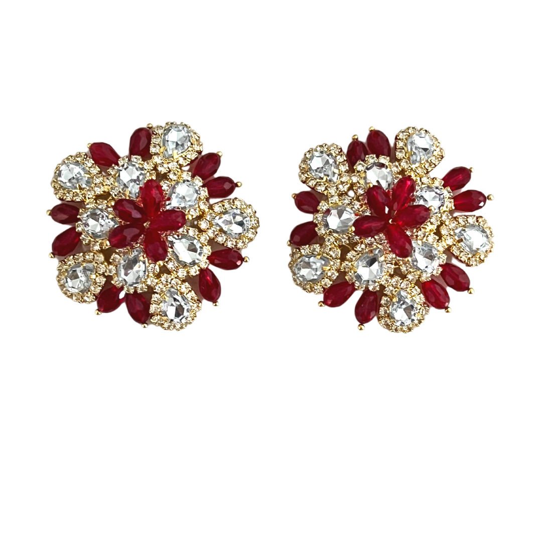 ROSY CHEEKS - Strass & Ruby Floral Shape Nipple Pasties, Couvertures pour festivals, Carnival Raves Burlesque Lingerie