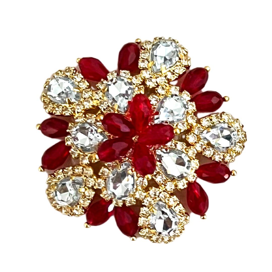 ROSY CHEEKS - Strass & Ruby Floral Shape Nipple Pasties, Couvertures pour festivals, Carnival Raves Burlesque Lingerie