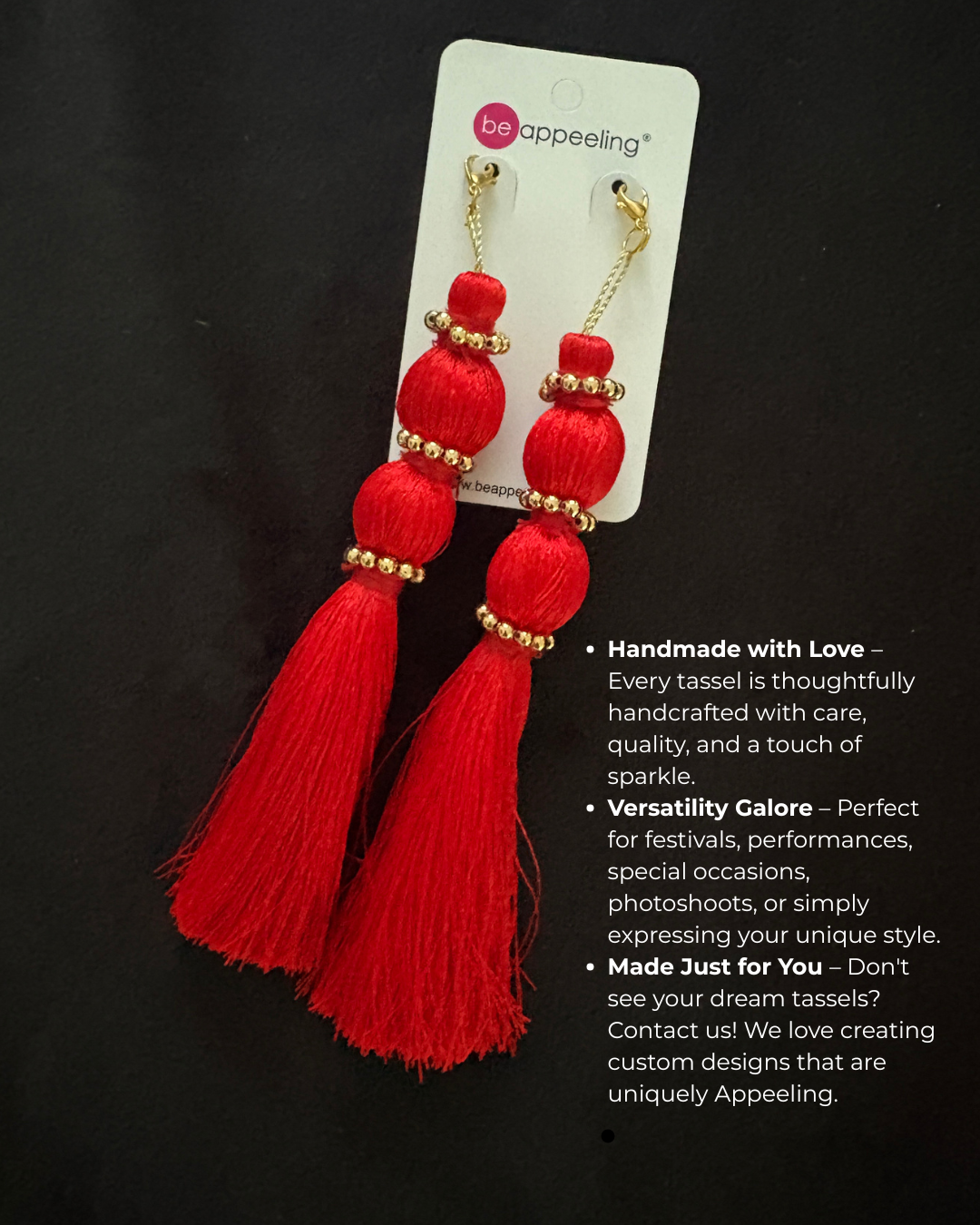 Red or Black Tassels for Pasties, Nipple covers (2pcs)