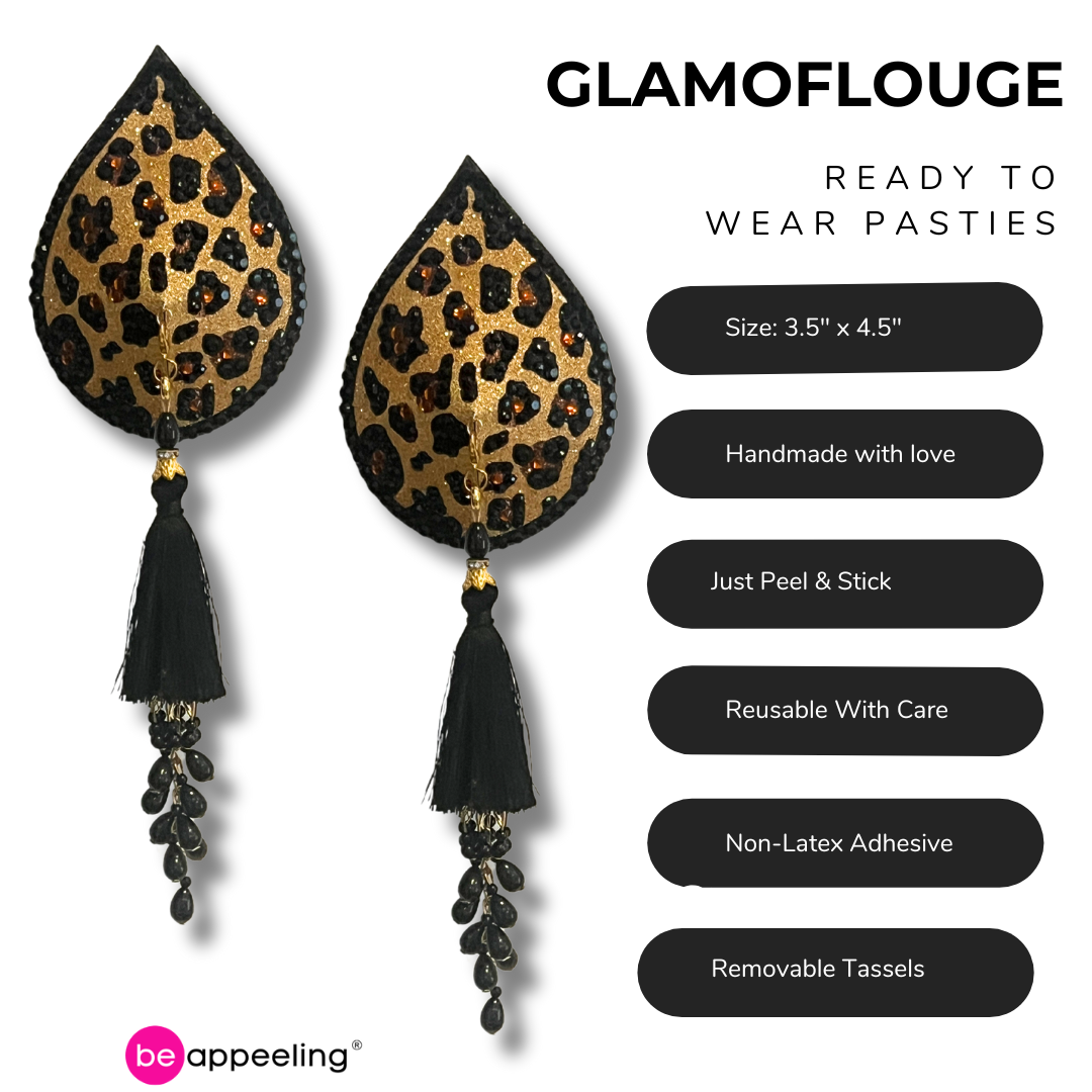 GLAMOFLOUGE Dirty Martini x Appeeling LEOPARD PRINT Pasties with 2 Pairs of Removable tassels (2pcs)