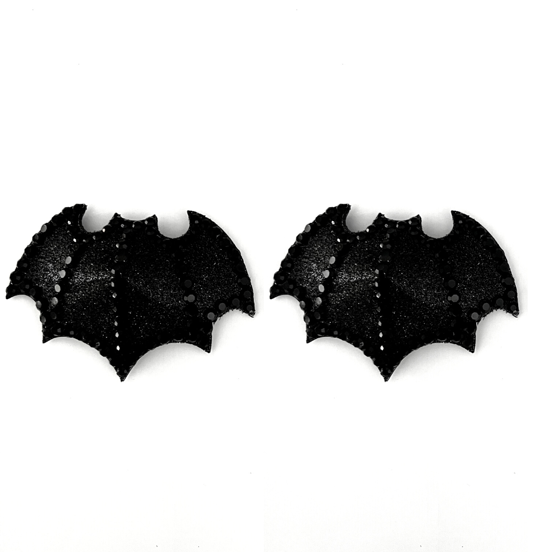 BATTITUDE Formed Black Bat Nipple Pasties, Covers (2pcs) for Burlesque Lingerie Raves Festivals and Halloween