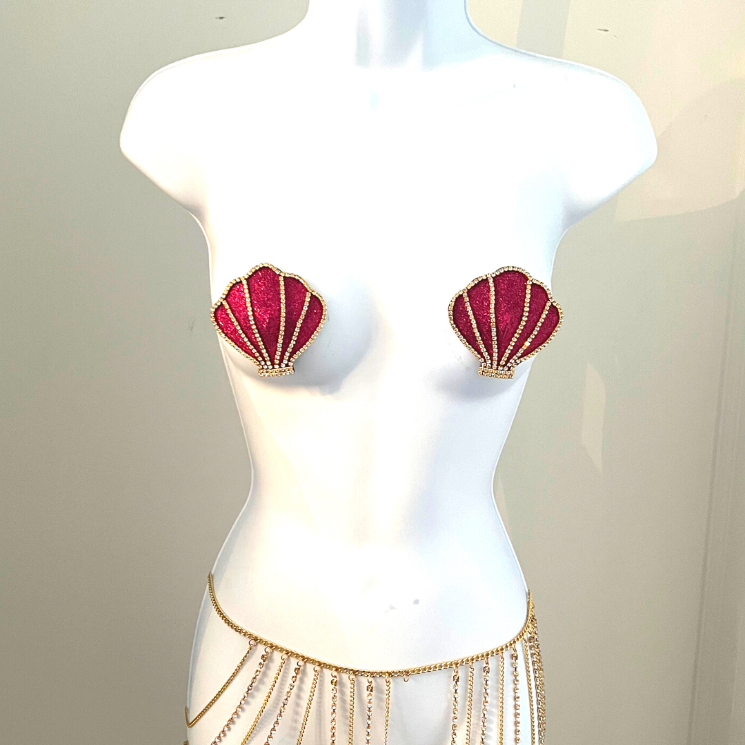 CALYPSO ROSE Paillettes et Strass Nipple Pasty, Couvre (2pcs) pour Raves et Festivals de Lingerie Burlesque