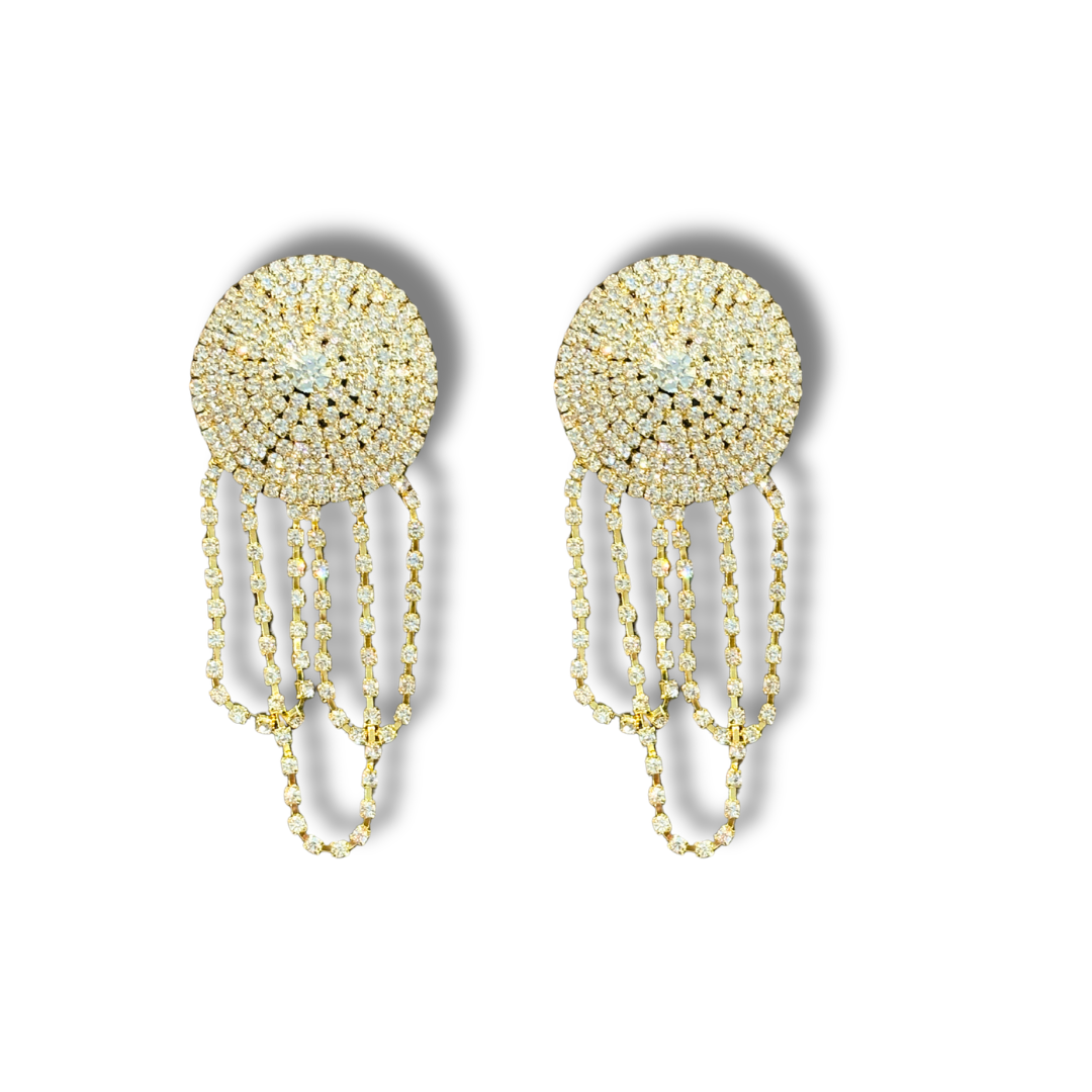 PRIMA DONNA Rhinestone Nipple Pasty, Pasties with Rhinestone Tassels (2pcs) SMALL
