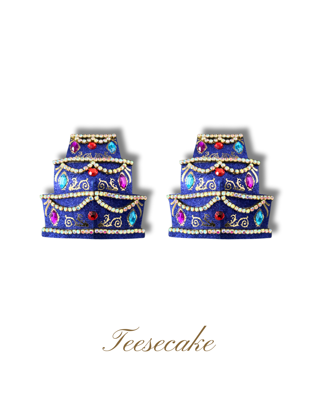 DITA VON TEESE Teesecake 3-Tier Cake Pasties in Shimmering Gold Glitter & Crystals (2pcs) - LIMITED EDITION