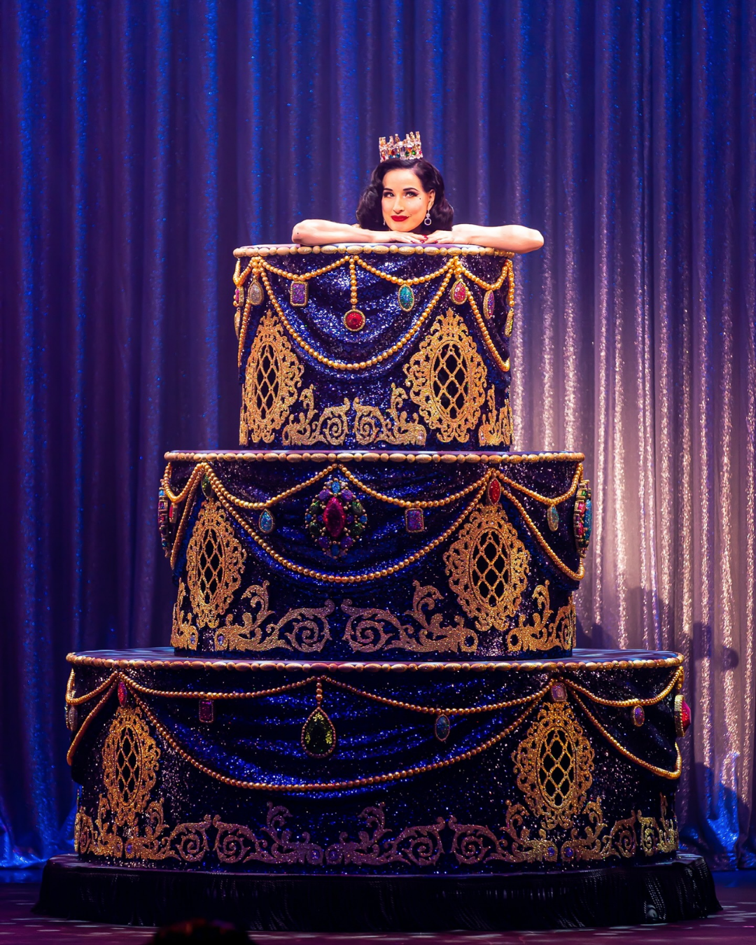 DITA VON TEESE Teesecake 3-Tier Cake Pasties in Shimmering Gold Glitter & Crystals (2pcs) - LIMITED EDITION