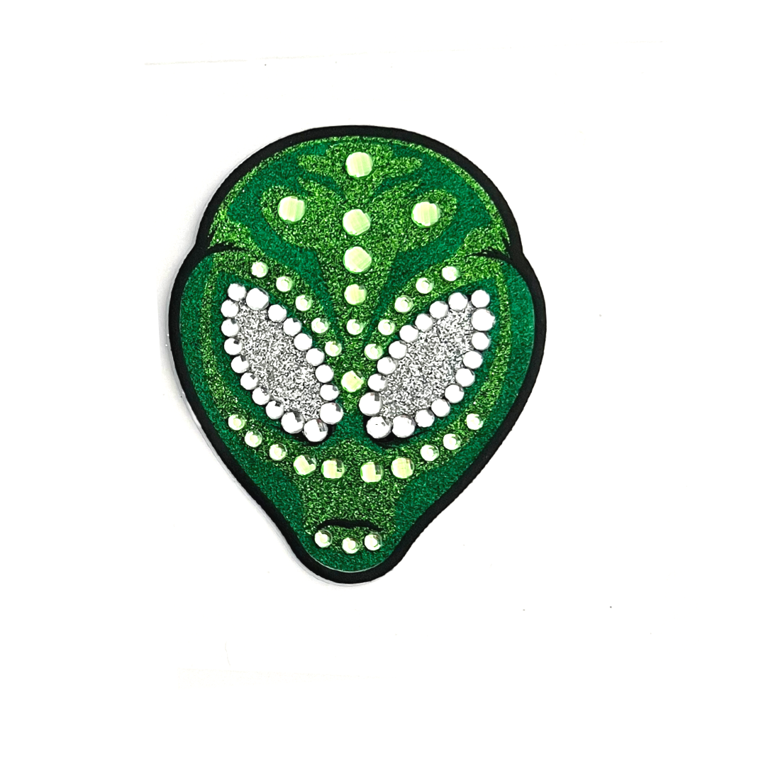 ALIEN SUPERNOVA Green Glitter &amp; Gem Alien Nipple Pasties, Covers (2pcs) pour Burlesque, Rave Carnival Halloween et festivals