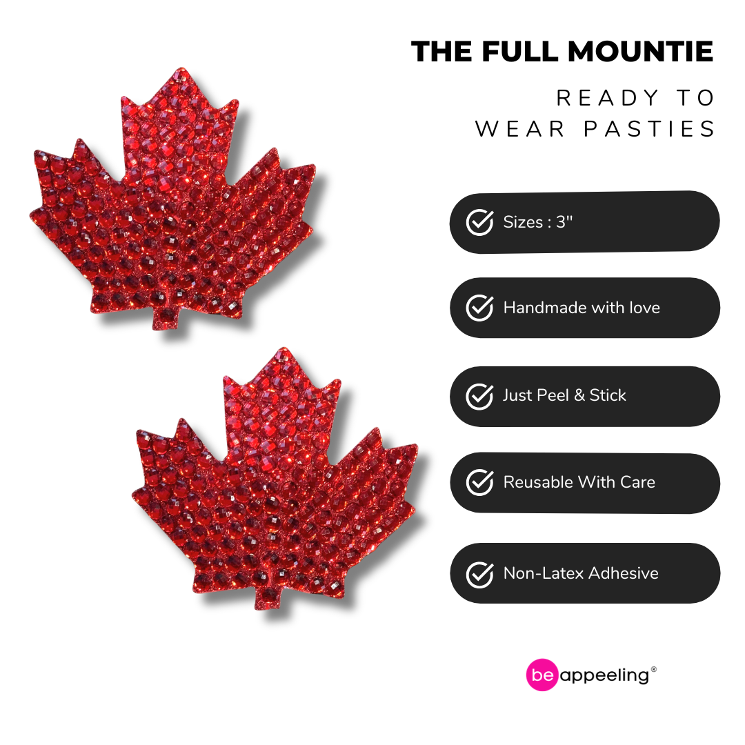 THE FULL MOUNTIE Red Maple Leaf Nipple Pasty, Pasties (2pcs)