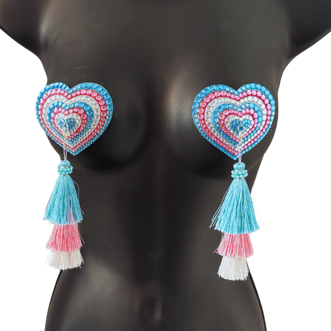 SPARKLE RESISTANCE Trans Heart Dirty Martini x Appeeling Nipple Pasties with Tassels (2pcs)