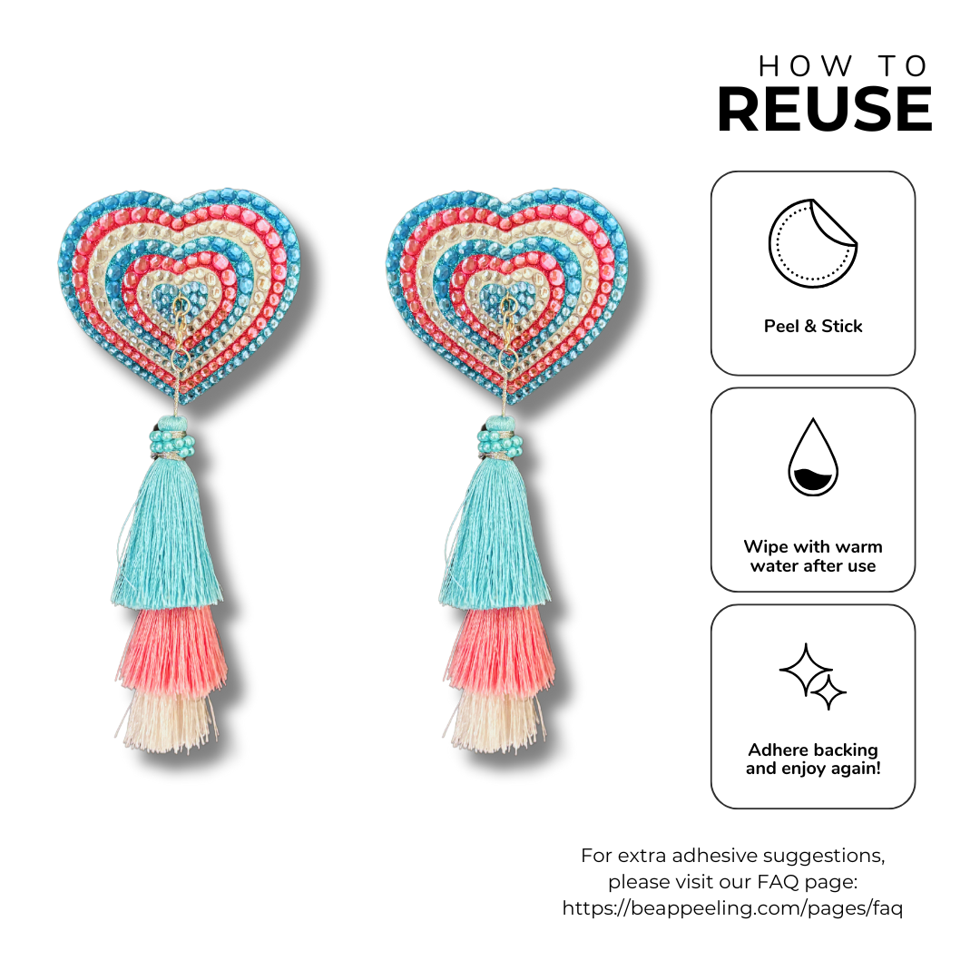 SPARKLE RESISTANCE Trans Heart Dirty Martini x Appeeling Nipple Pasties with Tassels (2pcs)
