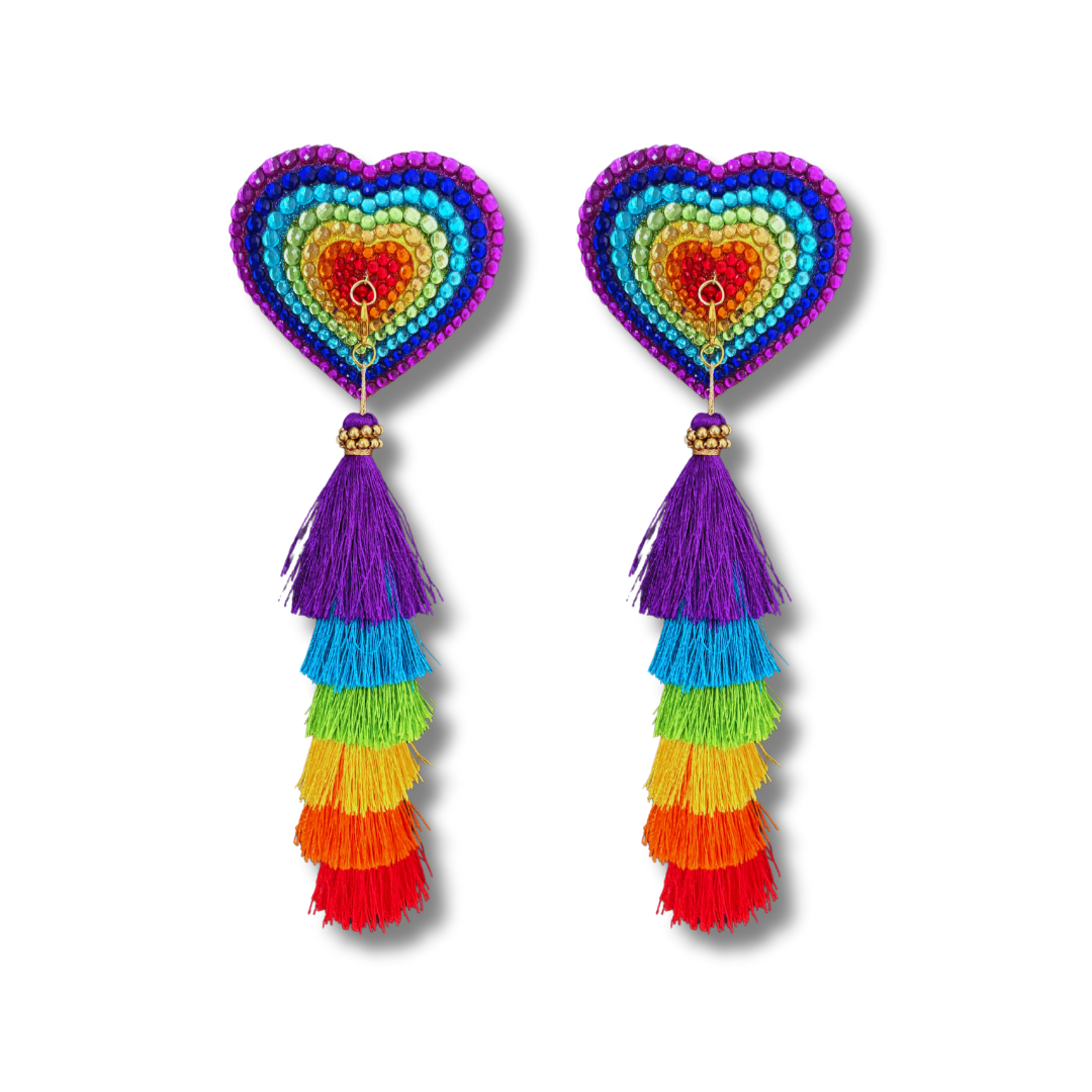 PRIDE PIZZAZZ Dirty Martini x Appeeling Nipple Pasties with Extraordinary Rainbow Tassels (2pcs)