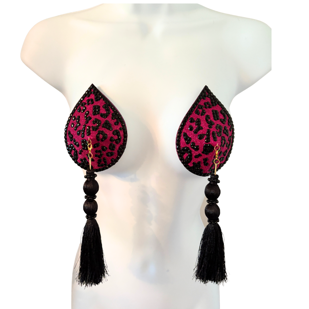 GLAMOFLOUGE Dirty Martini x Appeeling PINK LEOPARD PRINT Pasties with removable tassels (2pcs)