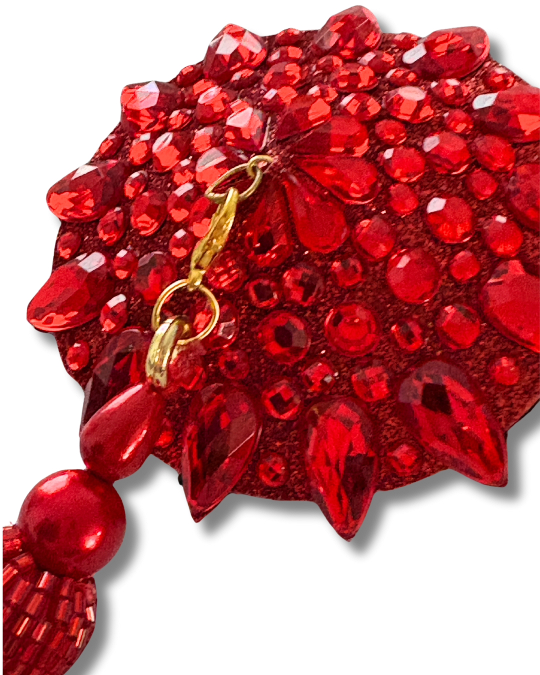 DITA VON TEESE Scarleteese Glitter & Gem Pasties with Removable Hand-Beaded Pasties With Tassels (2pcs)