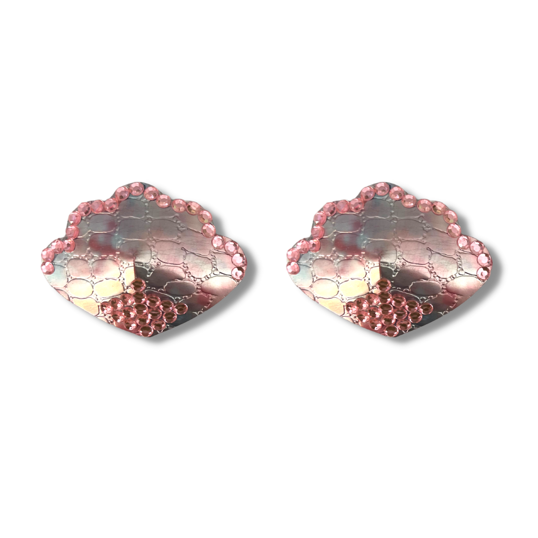 OPAL DUPREE Couvre-tétons sirène irisés et roses (2 pièces) pour burlesque, rave lingerie et festivals
