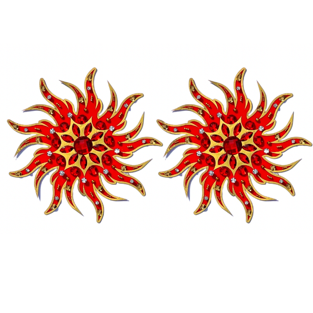 TRINIDAD RED Bundle (2 paires, 4 pcs) - Nipple Pasty inspiré du Carnaval, Couverture, Glands pour Burlesque Lingerie Raves Carnival – VENTE